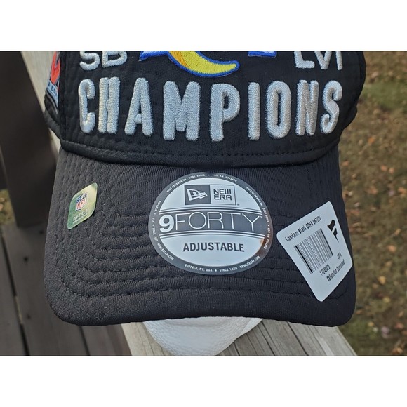 New Era Los Angeles Rams Hat Mens 9FORTY Black Snapback Super Bowl LVI Champions - Picture 8 of 11